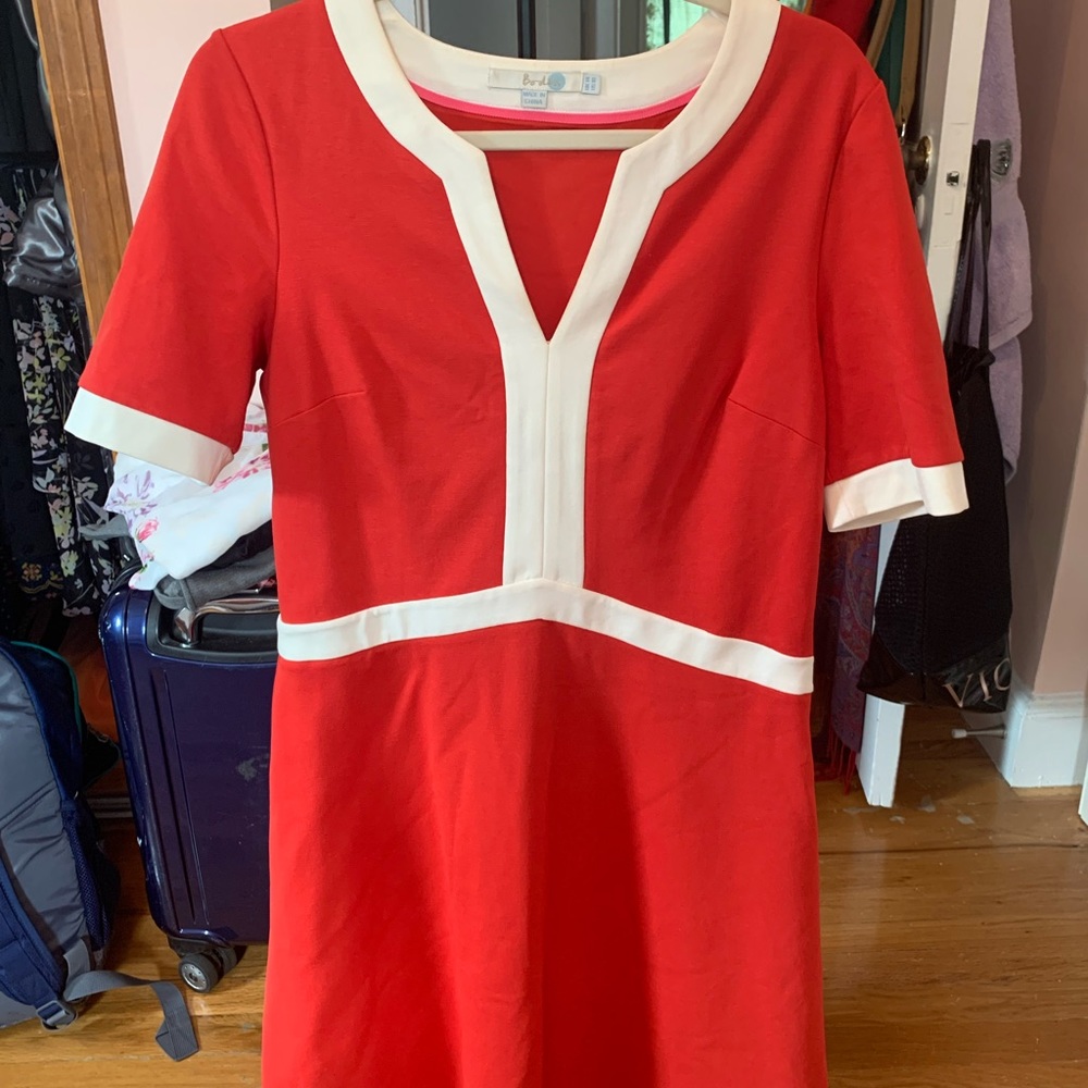 Boden Red and White Dress